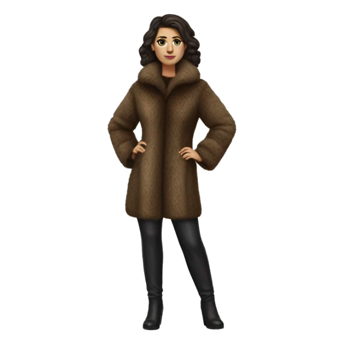 Realistic brunette mob wife full body fur coat sticker