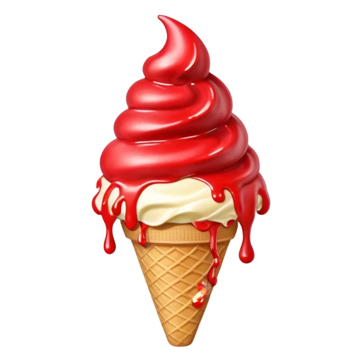 vanilla ice cream cone with strawberry sauces sticker