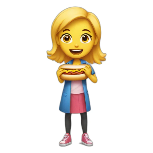 girl eating hotdog sticker