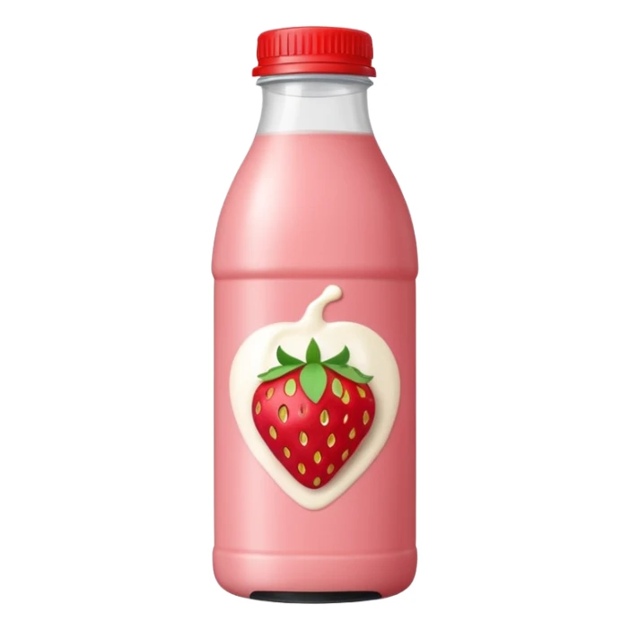 Drinkable strawberry yogurt in a black and red plastic bottle sticker