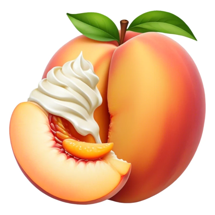 Peach cut in half with cream sticker