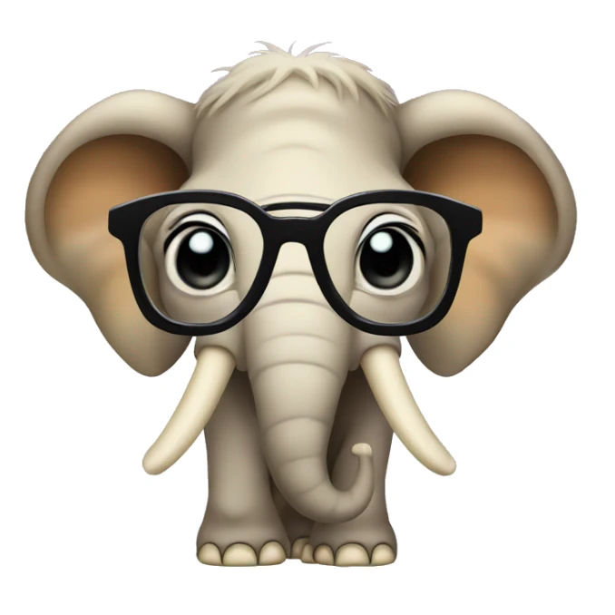 baby mammoth in star shape glasses sticker