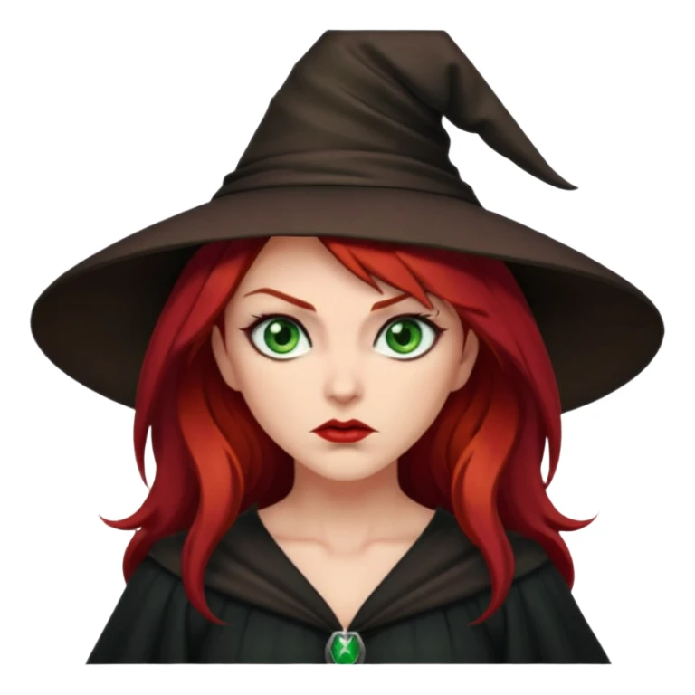 Dark blood Red haired witch. Green eyes annoyed. Sexy attitude. sticker