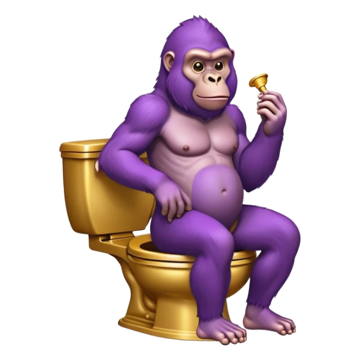 purple gorilla on a golden toilet sticker