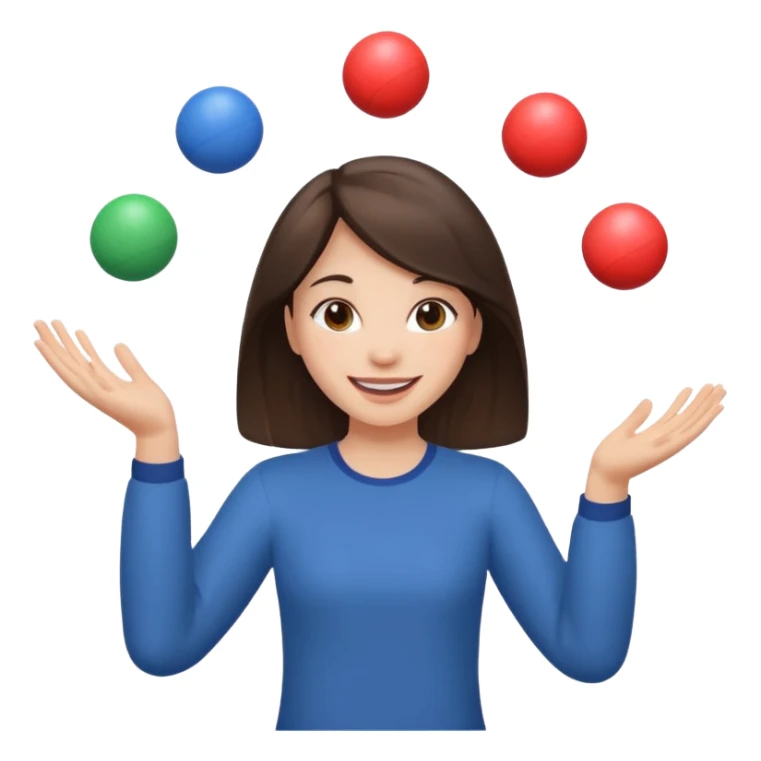 a brunette girl juggling  with two hands  sticker