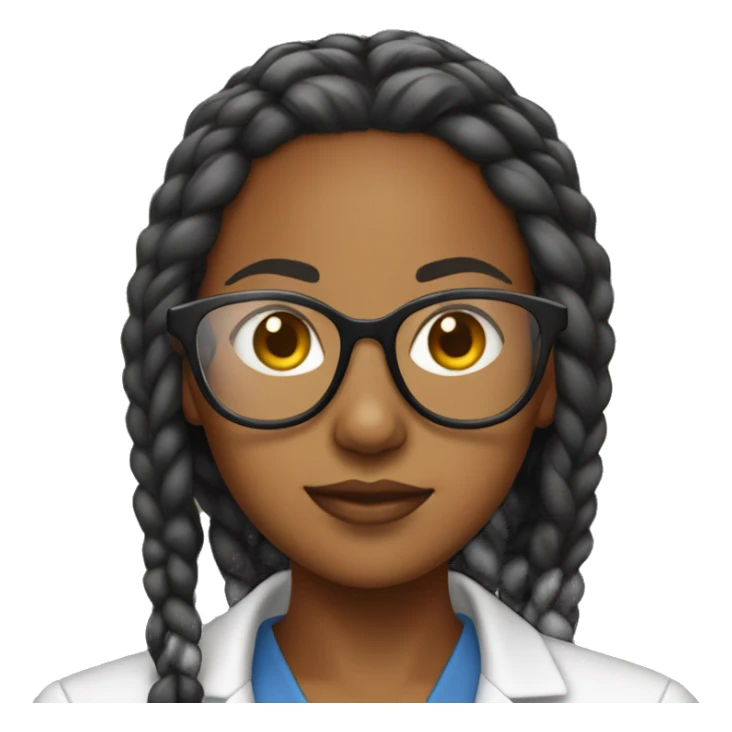 Black female scientist with box braids and glasses sticker