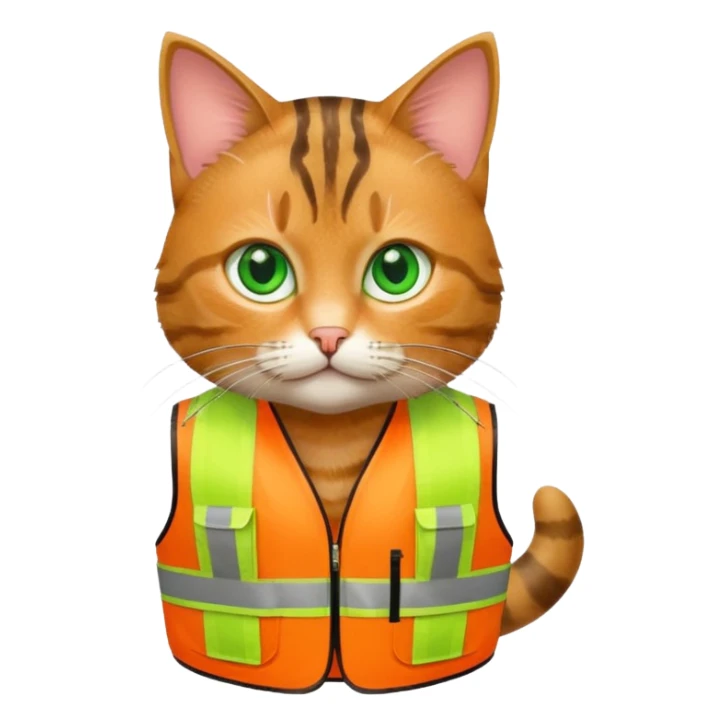 tabby cat in hi-vis clothing facing right sticker