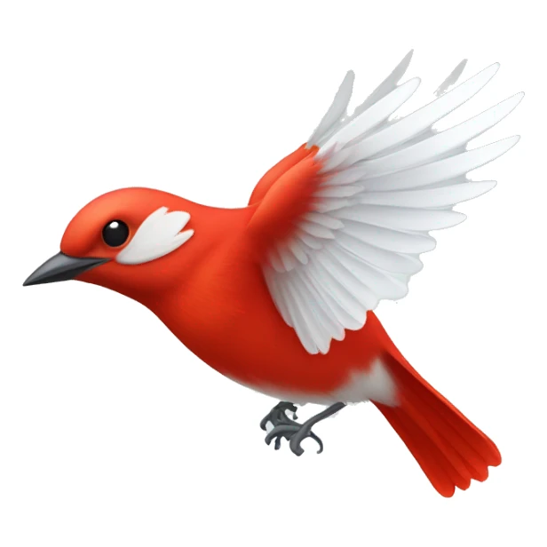 red male flycatcher bird flying with white accent feathers flying upwards sticker