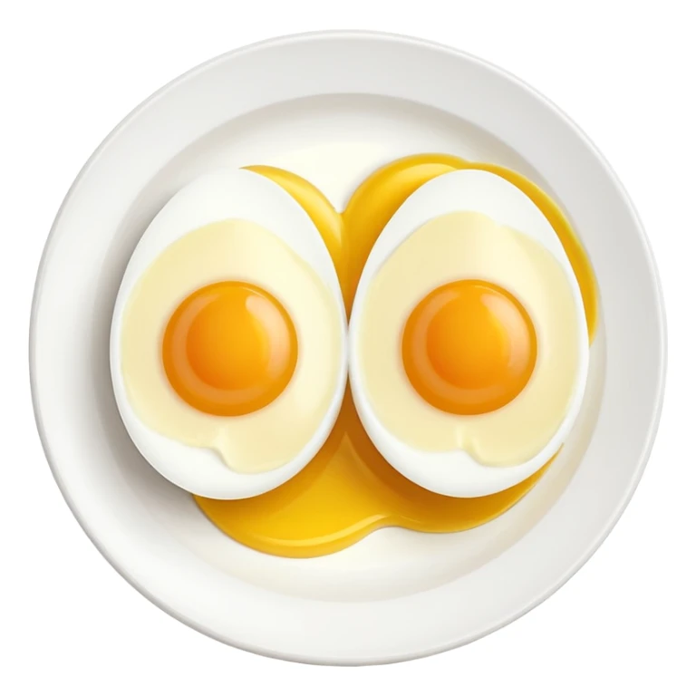 Two boil eggs in a restaurant plate cut in half sticker