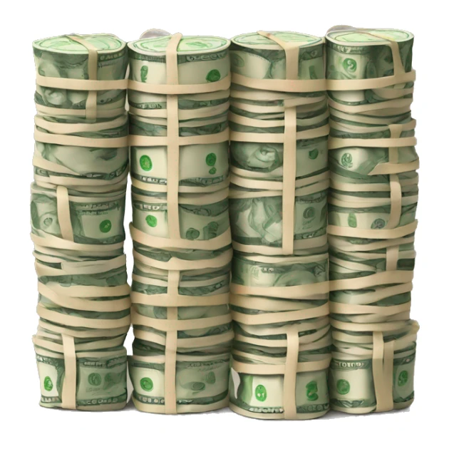 stacks of money in rubber bands  sticker