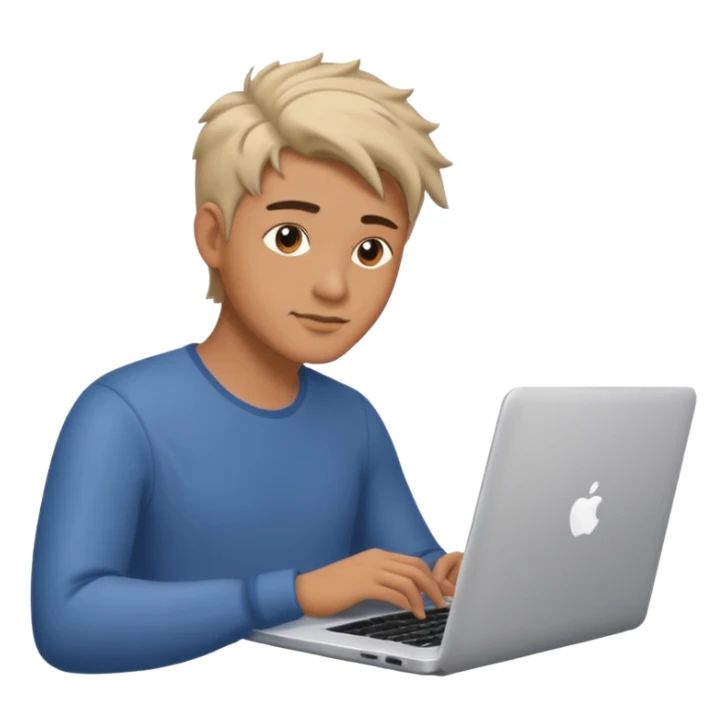man with laptop, different hair style. sticker