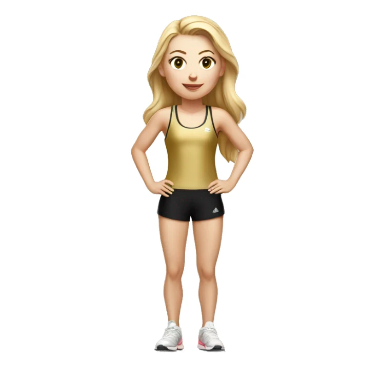 White Girl runner wearing gold singlet and black shorts  sticker