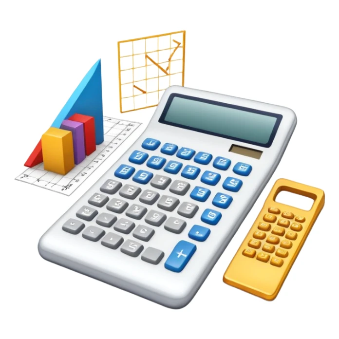 An icon featuring mathematical formulas, a calculator, geometric shapes, and the golden ratio with calculations, symbolizing mathematics. The design includes a ruler, and a graph, representing the study of numbers, equations, and spatial relationships. Transparent background sticker