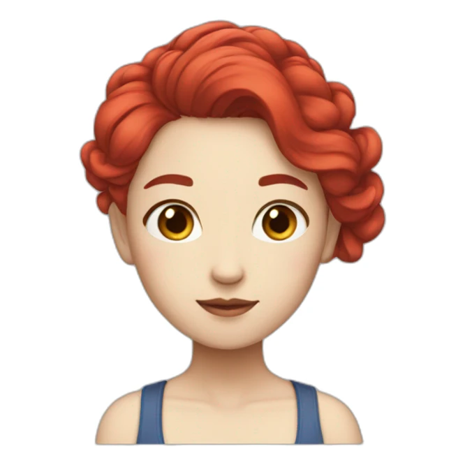 woman Chinese blue Red hair hello sticker