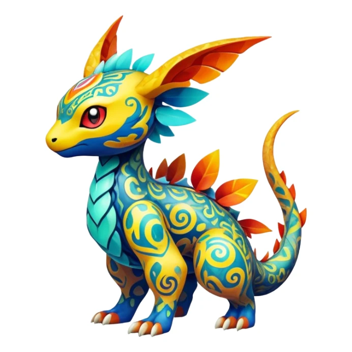 Elemental magical colorful exotic animesque Pokémon-Fakémon-creature, (full body) sticker
