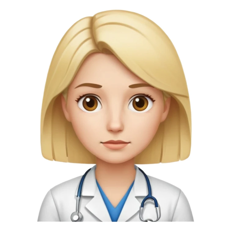 blonde female physical therapist with thoughtful expression, wearing professional medical attire sticker