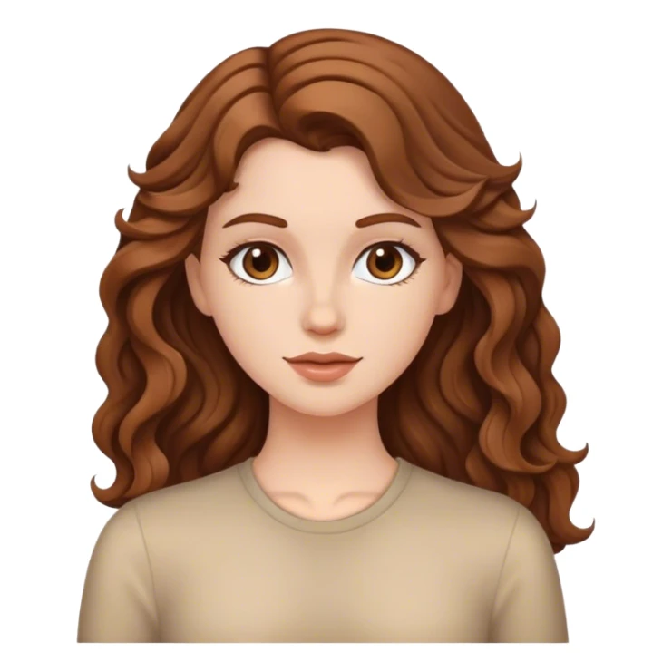 white girl with brown middle height wavy hair sticker