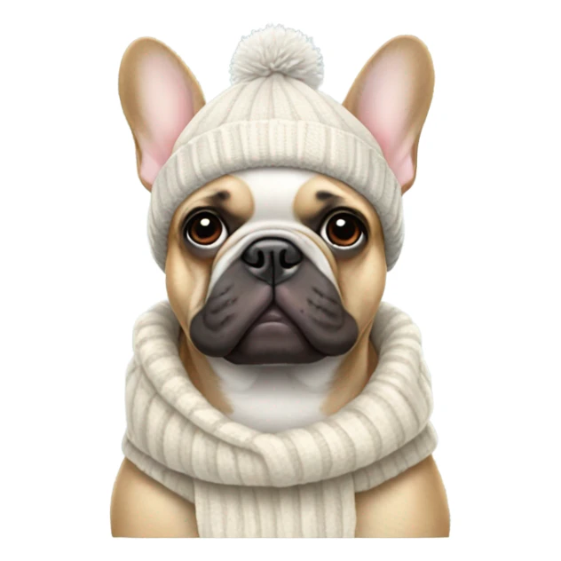 French bulldog wearing a winter hat sticker