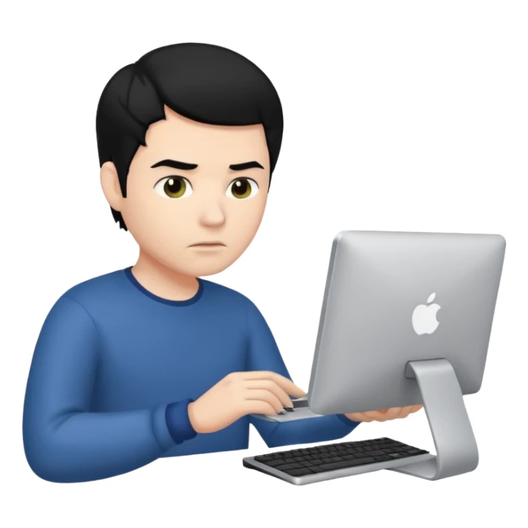 A WHITE MAN, WHIT BLACK HAIR, WITH A PC  sticker