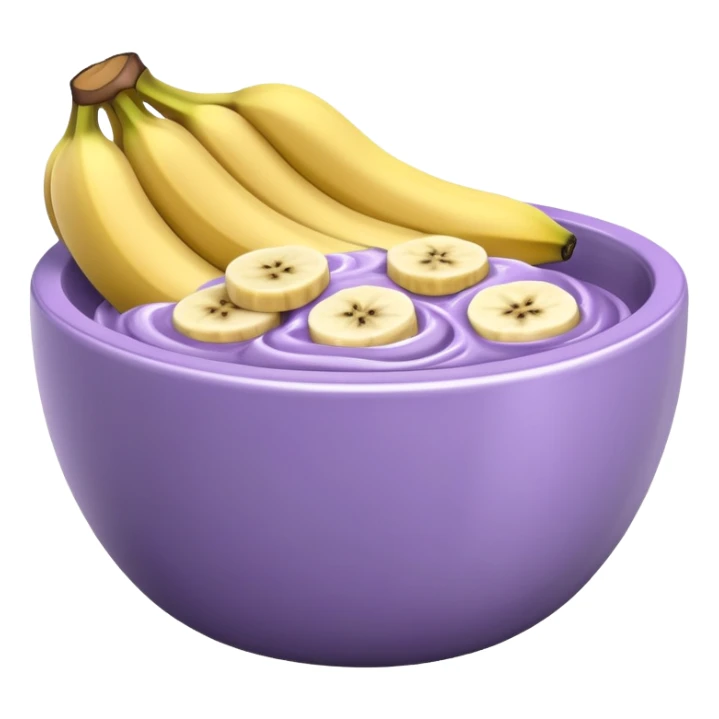 super realistic small lavender bowl filled with sliced bananas sticker