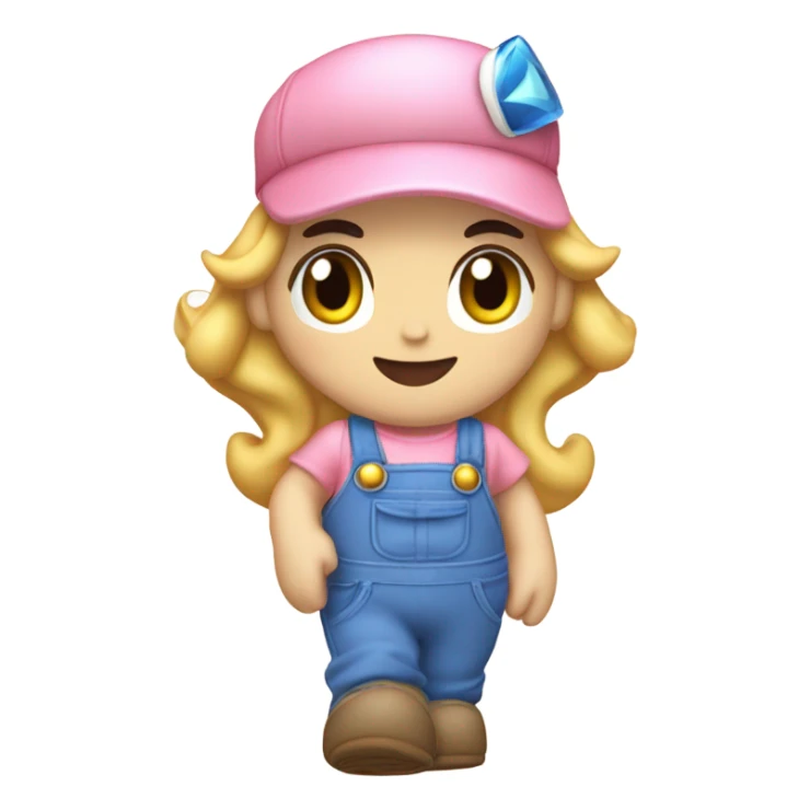 Princess peach in some overalls and crocs waving  sticker