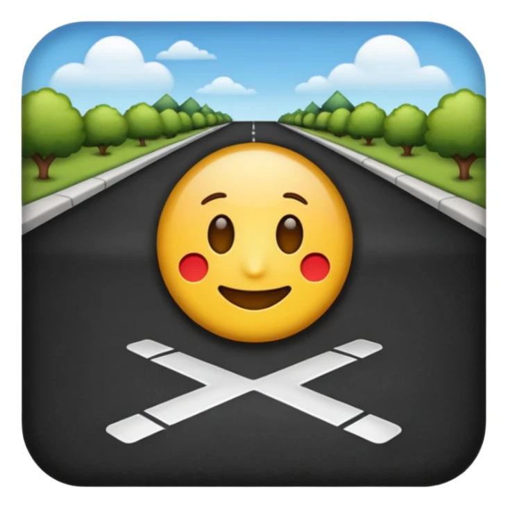 driveway no buildings, clear and recognizable, emoji style sticker
