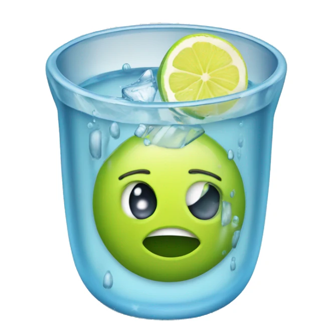 Vaso PEQUEÑO CON agua, hielo Y CON UNA RODAJA DE LIMÓN sticker