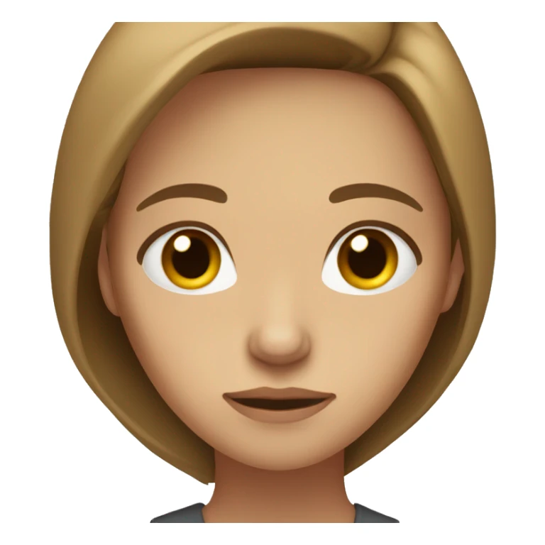 Long light brown hair woman, brown eyes, sad sticker