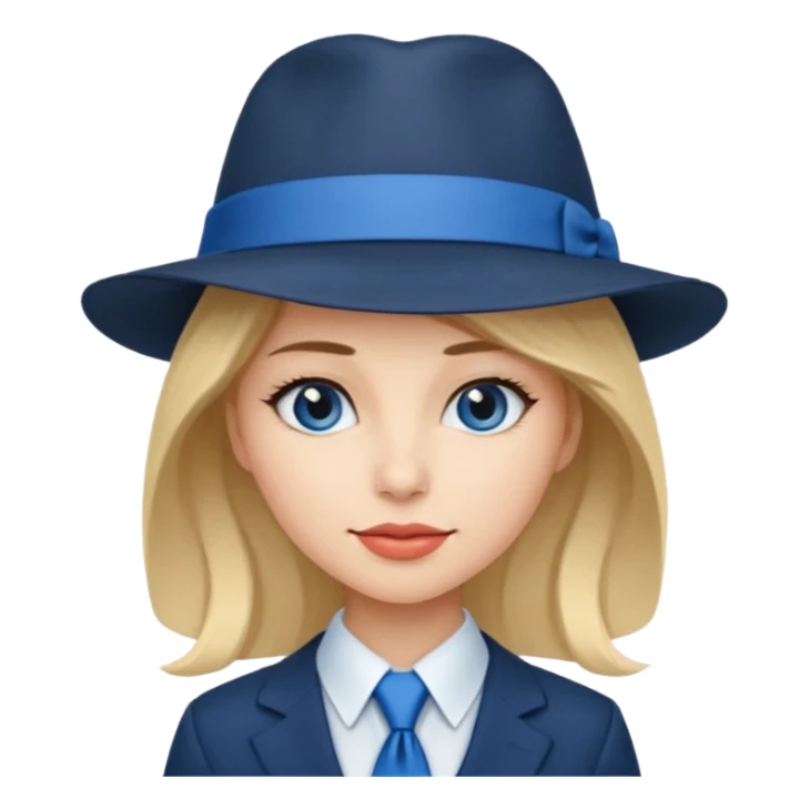 womwn with hat and blue ties sticker