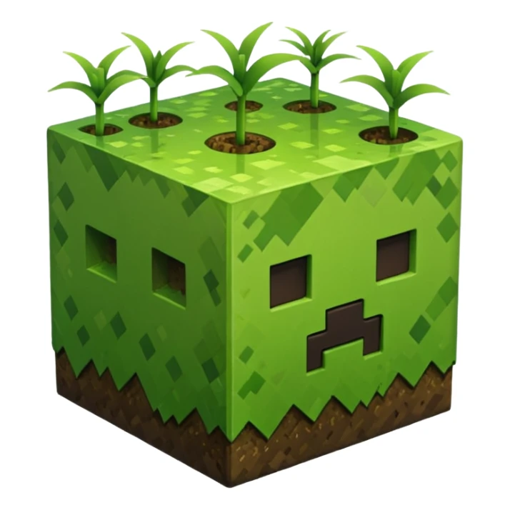 Make a minecraft gress block 3d,HD quality a emoji sticker