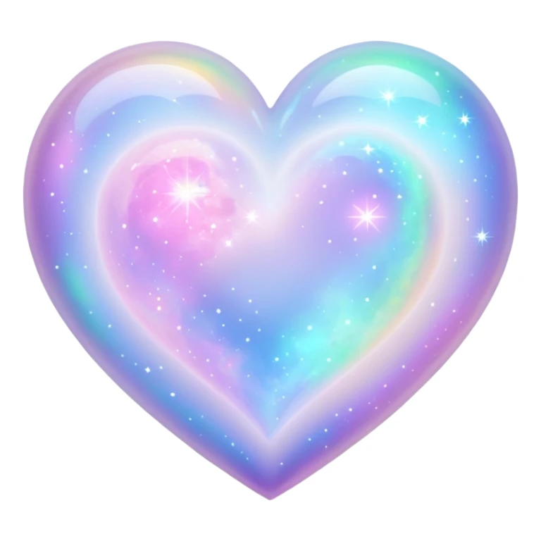 Pastel White iridescent nebula heart sticker