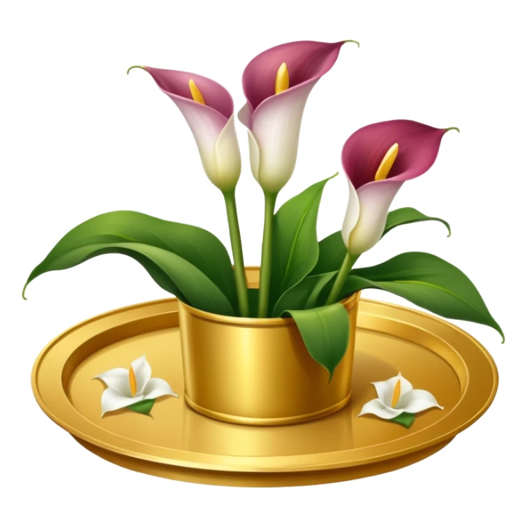 realistic calla lilies on a golden tray sticker