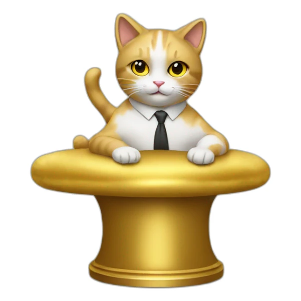 cat secretary sitting on top of the gold cloud sticker