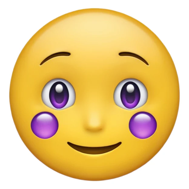 round yellow emoji face Android Noto Color Emoji style, upper half with purple anime shadow, small straight mouth, small blank eyes, disbelief, minimal, colorful, emoji-like sticker
