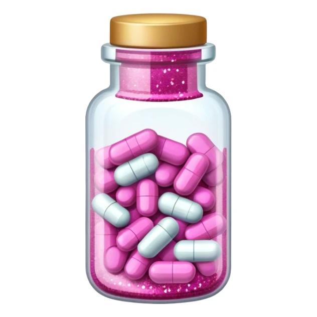 Small bottle full of pills with pink glitter in them  sticker