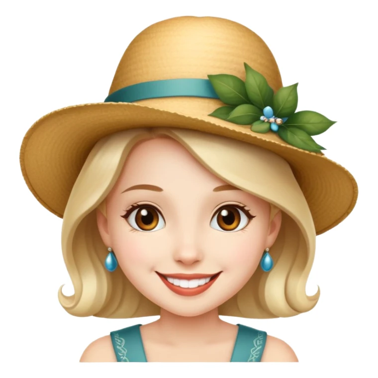 girl with a decorative, elegant hat, smiling sticker