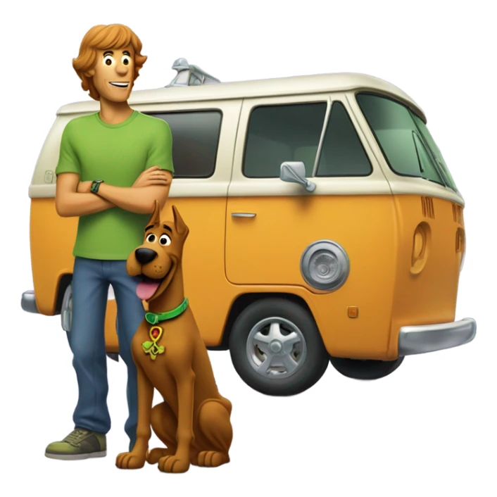 Scooby doo and shaggy with the mystery machine sticker