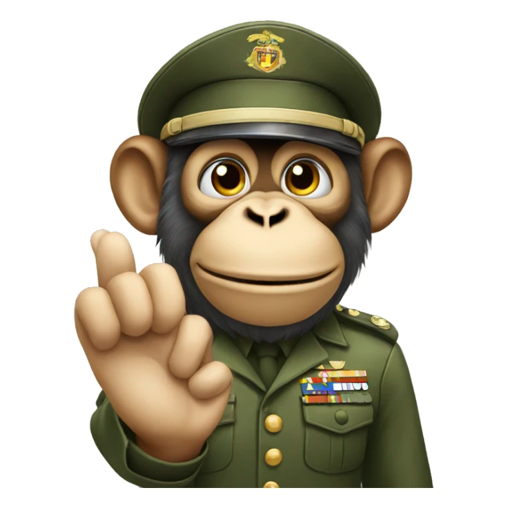 Monkey head giving military salute sticker