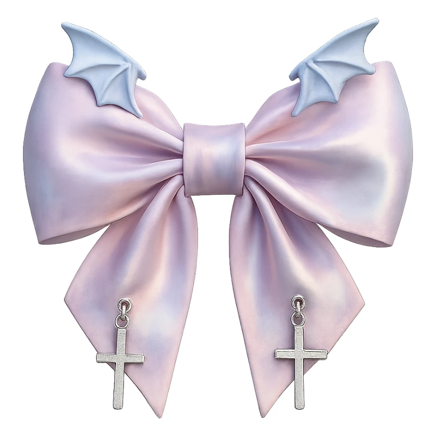 Make the pink gothic bow pastel colored in a photorealistic style. Keep the background transparent. sticker