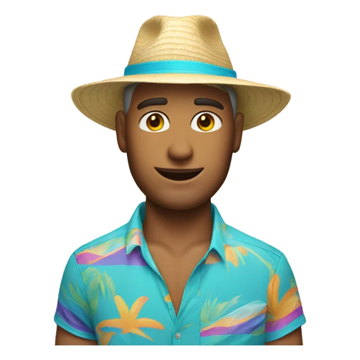 white male with beach hat and beach shirt sticker