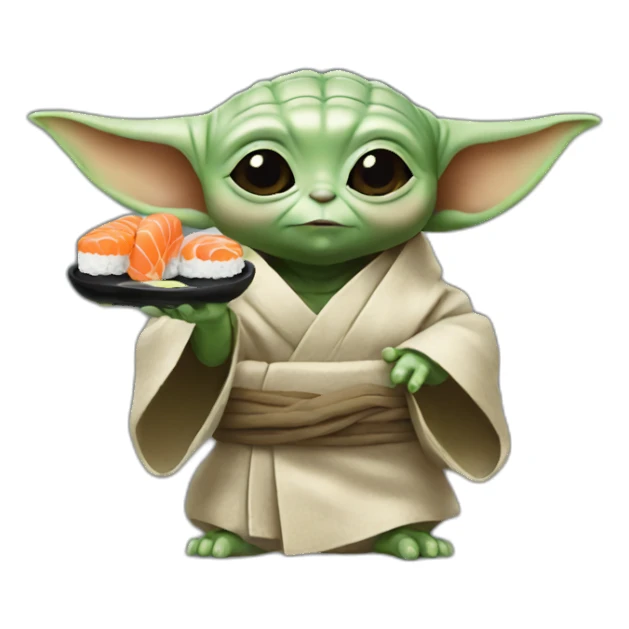 Baby yoda eat sushi sticker