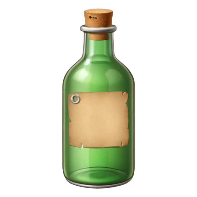 green old  glass bottle with a paper message inside like in movie  sticker