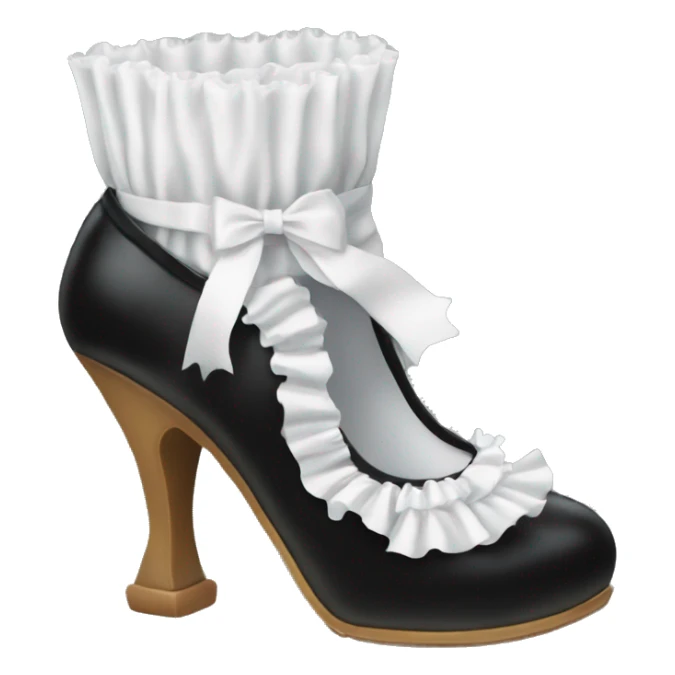 black mary jane shoe with white frilly sock sticker