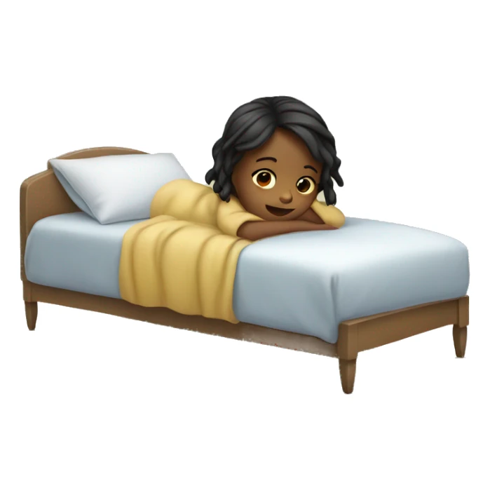 a little girl in a bed sick sticker