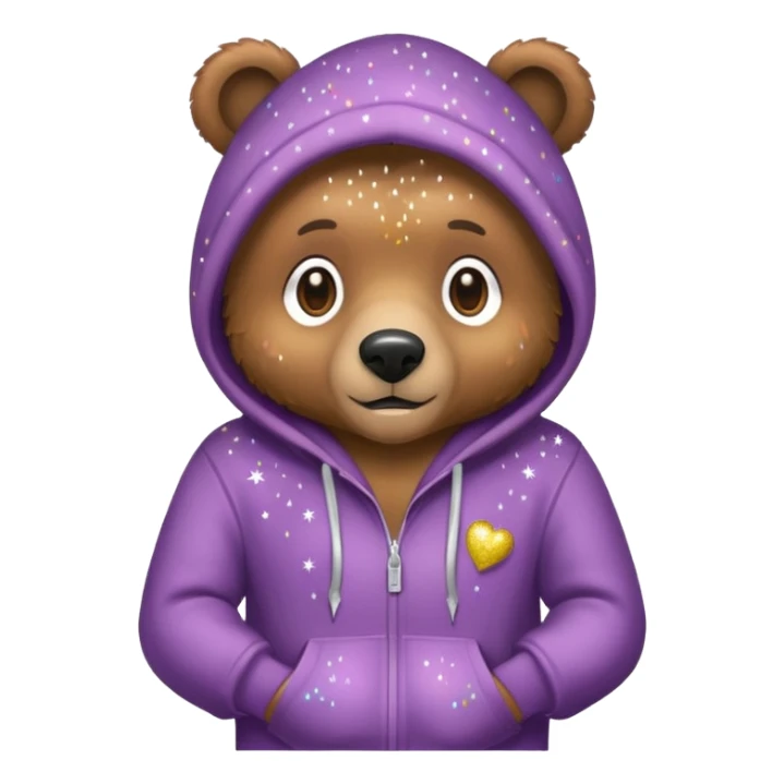  Brown bear with a hoodie on with glitter  sticker
