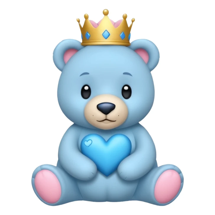 Oso con corona y corazones azules estilo iPhone  sticker