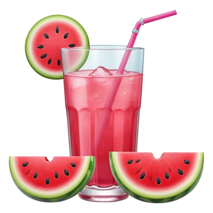 pink soft drink with a watermelon on the side of glass sticker
