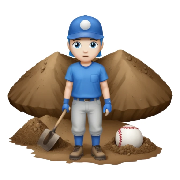 White skin, blue eyes, blue baseball caps mining, full body sticker