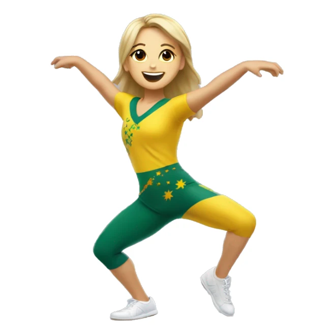 Australian female breadancer dancing on the floor for Olympic Games 2024 with her Australian outfit sticker