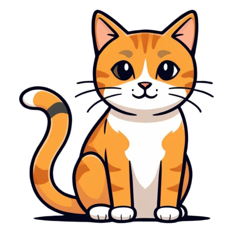 Ginger tabby cat in front of flea market  sticker